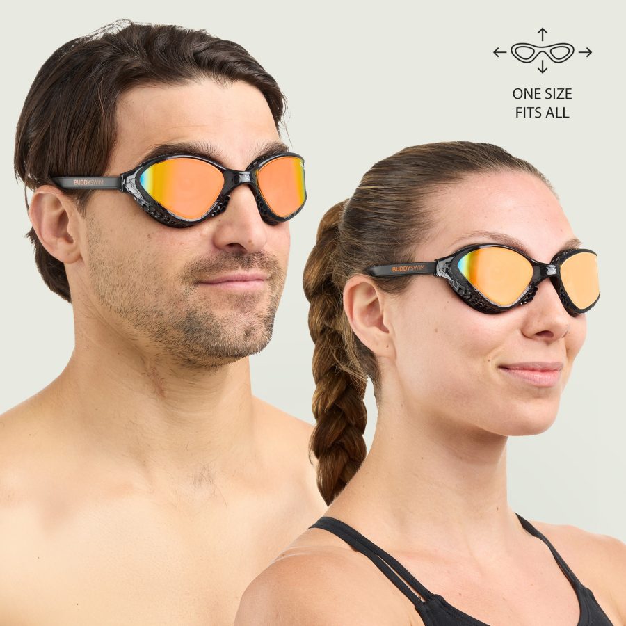 Buddyswim OzeanX Swim Goggles - Orange Mirror