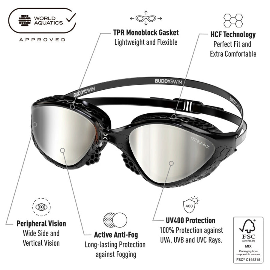 Buddyswim OzeanX Swim Goggles - Silver Mirror